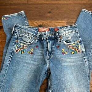 Flower embroidery lucky brand jeans